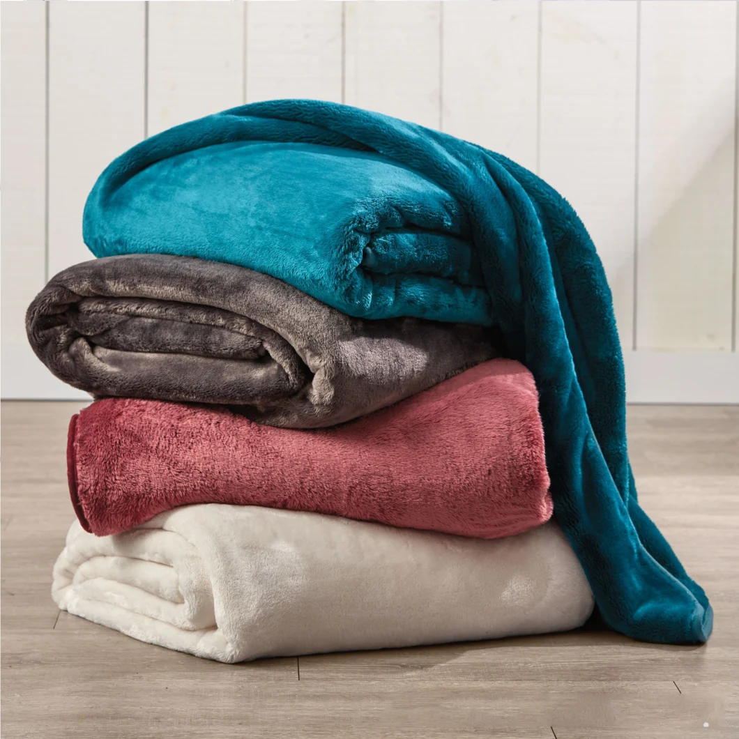 Microfiber Throw Fleece Bed Blanket Wholesale Cheap Solid Coral Flannel Blanket Winter Blanket